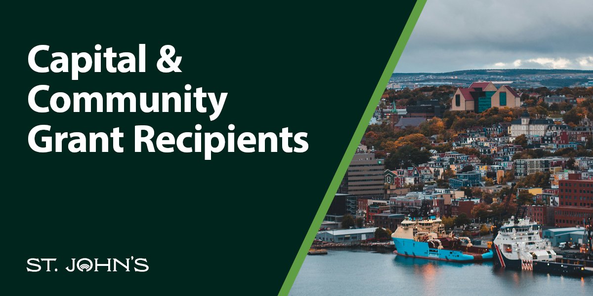 A City scape with a green overlay that says "Capital and Community Grant Recipients"