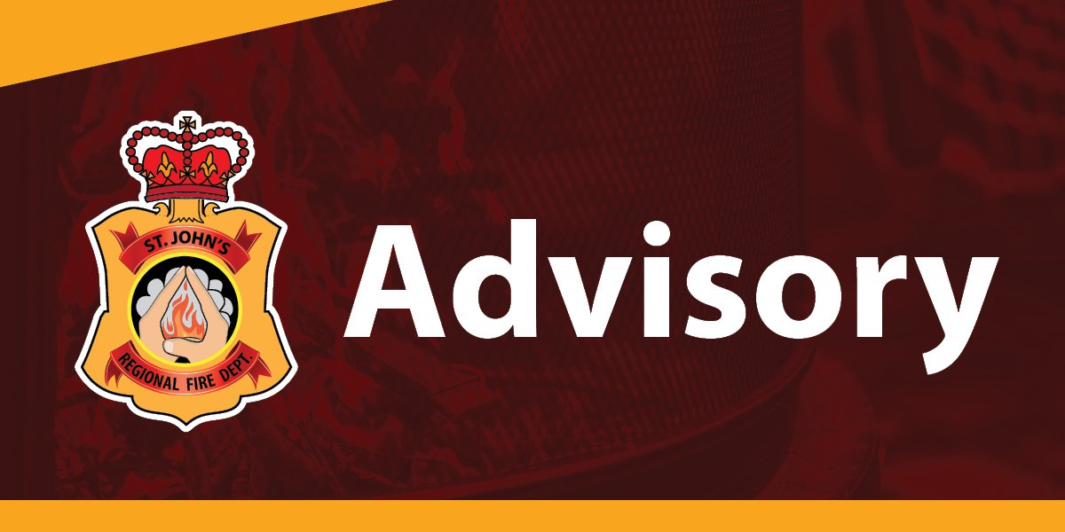 the SJRFD logo on a red background with orange shapes on the side and the text "advisory"