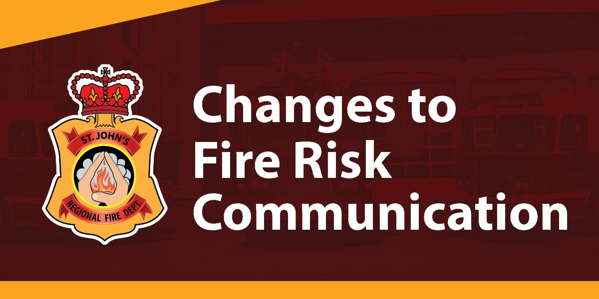 Dark red background with white text "Changes to Fire Risk Communication" with the SJRFD crest.