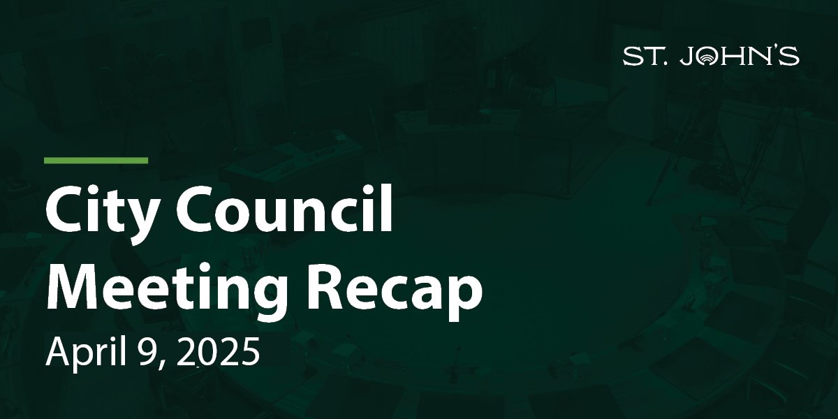 a dark green background with white text that says City Council Meeting Recap - April 9, 2025
