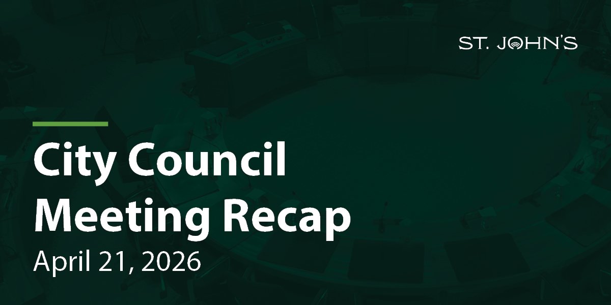 a dark green background with white text that says City Council Meeting Recap - April 21, 2026