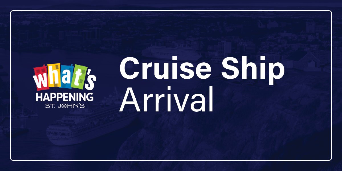 dark background with text "Cruise Ship Arrival" with the What's Happening logo