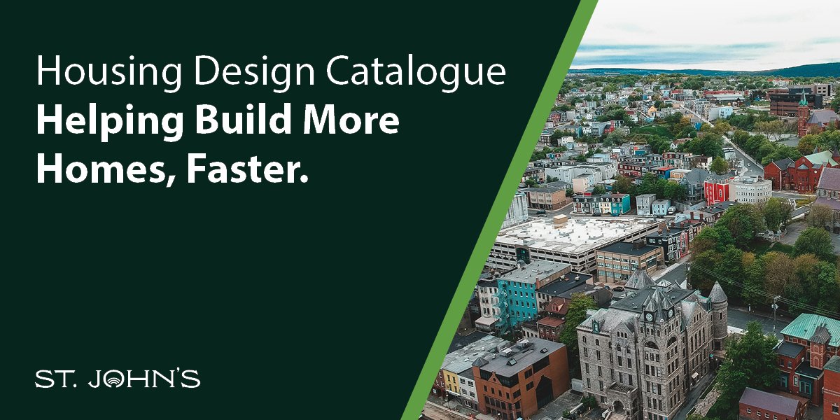 a city scape with the text "Housing Design Catalogue: Helping Build More Homes, Faster