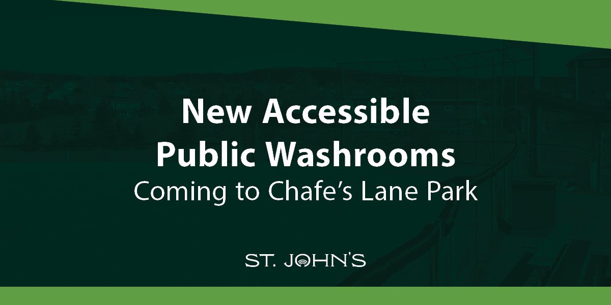 Graphic with text that says "New Accessible Public Washrooms Coming to Chafe's Lane Park"