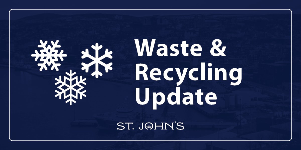 text "waste and recycling update" with snowflake icons