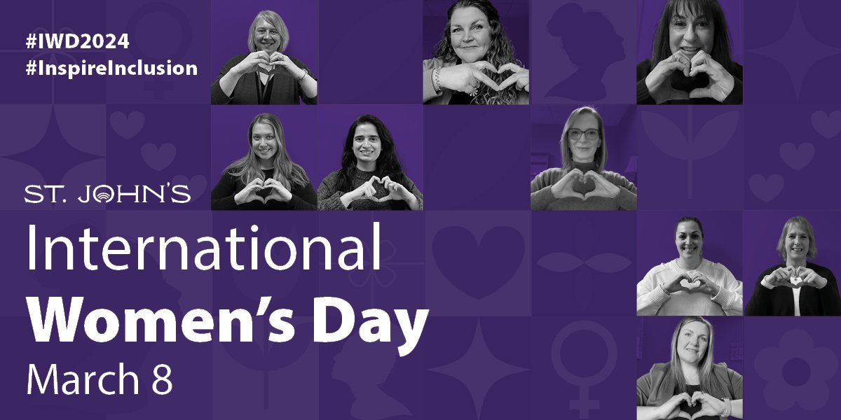 purple background with black and white images of Healthy City and Inclusion staff with white text "International Women's Day"