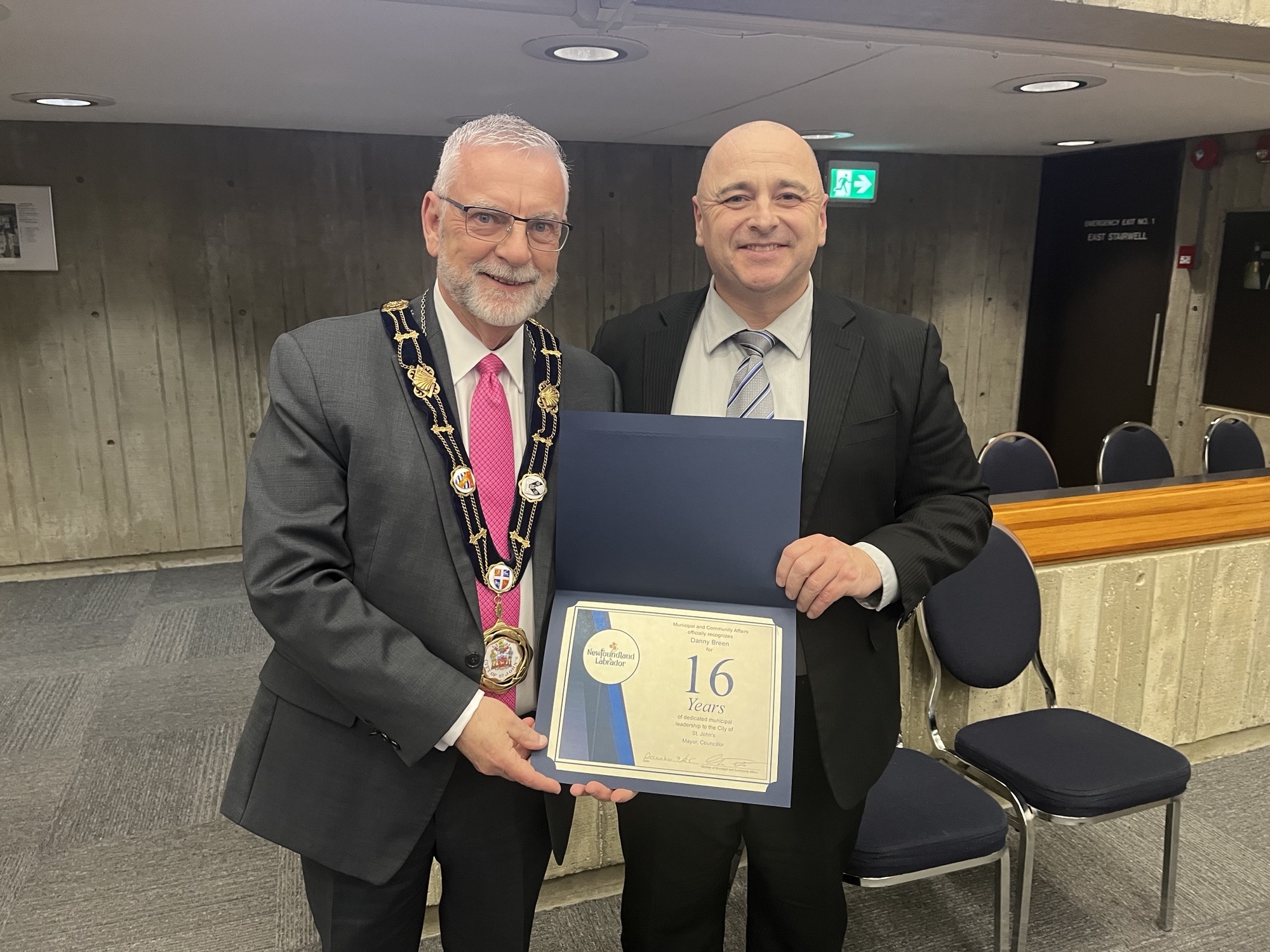 Mayor Breen and Honourable Chris Tibbs, Minister of Municipal and Community Affairs