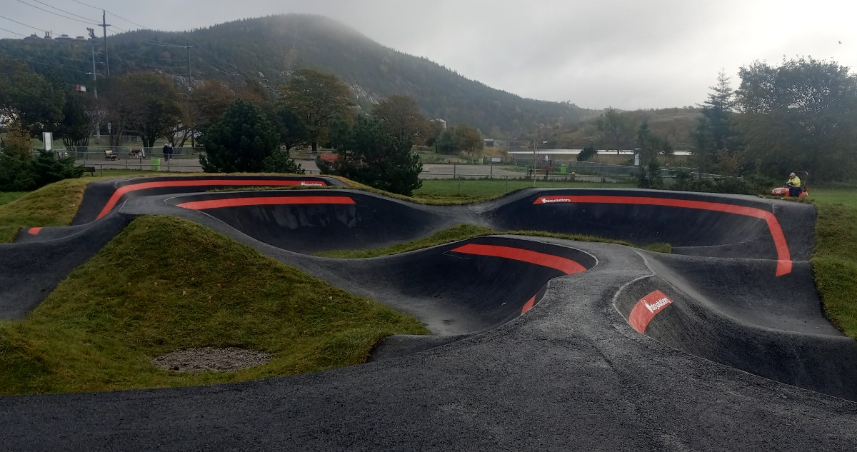 wide shot of park with hills in background