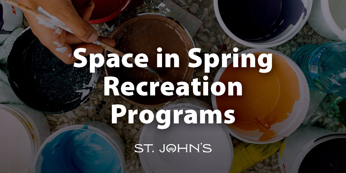 Paint pots and text that says Space in Spring Recreation Programs