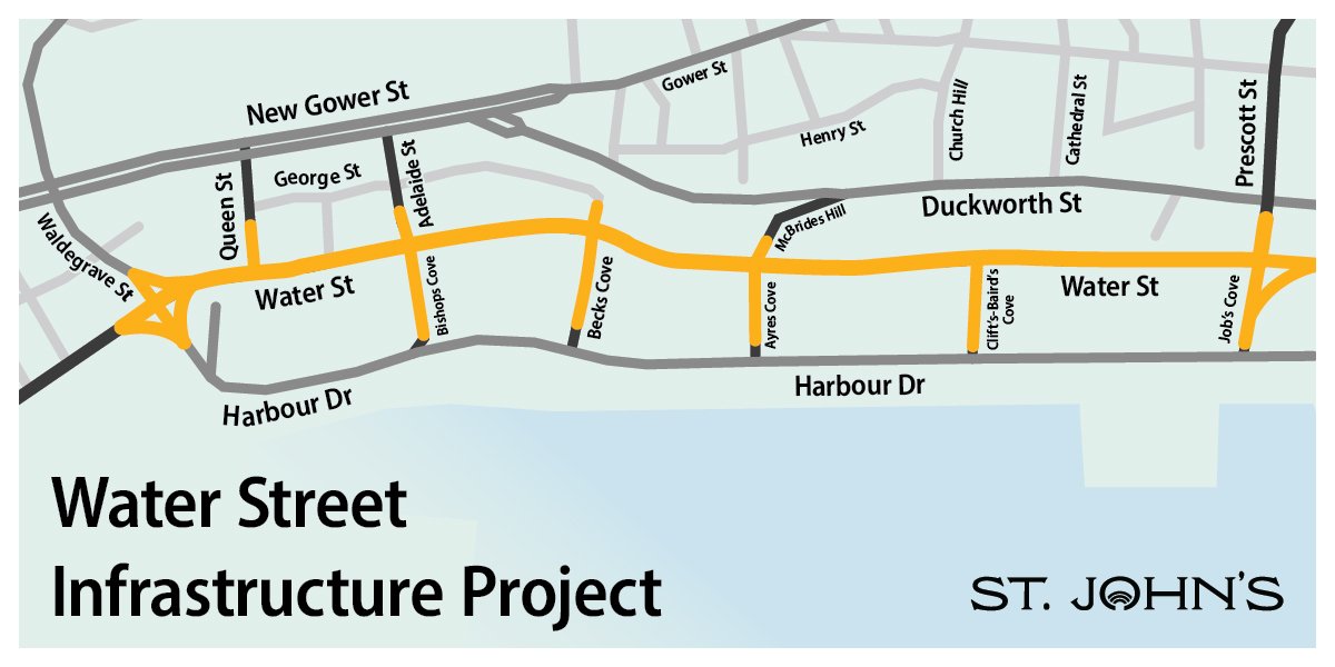 Map of the entire scope of the Water Street Infrastructure Project
