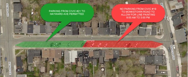 parking indicated with green and red zones