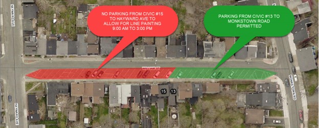 parking indicated with green and red zones
