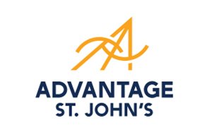 Logo: A stylized yellow A above words: Advantage St. John's