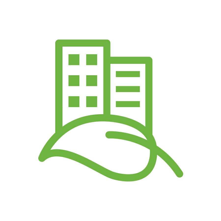 building with a leaf in green
