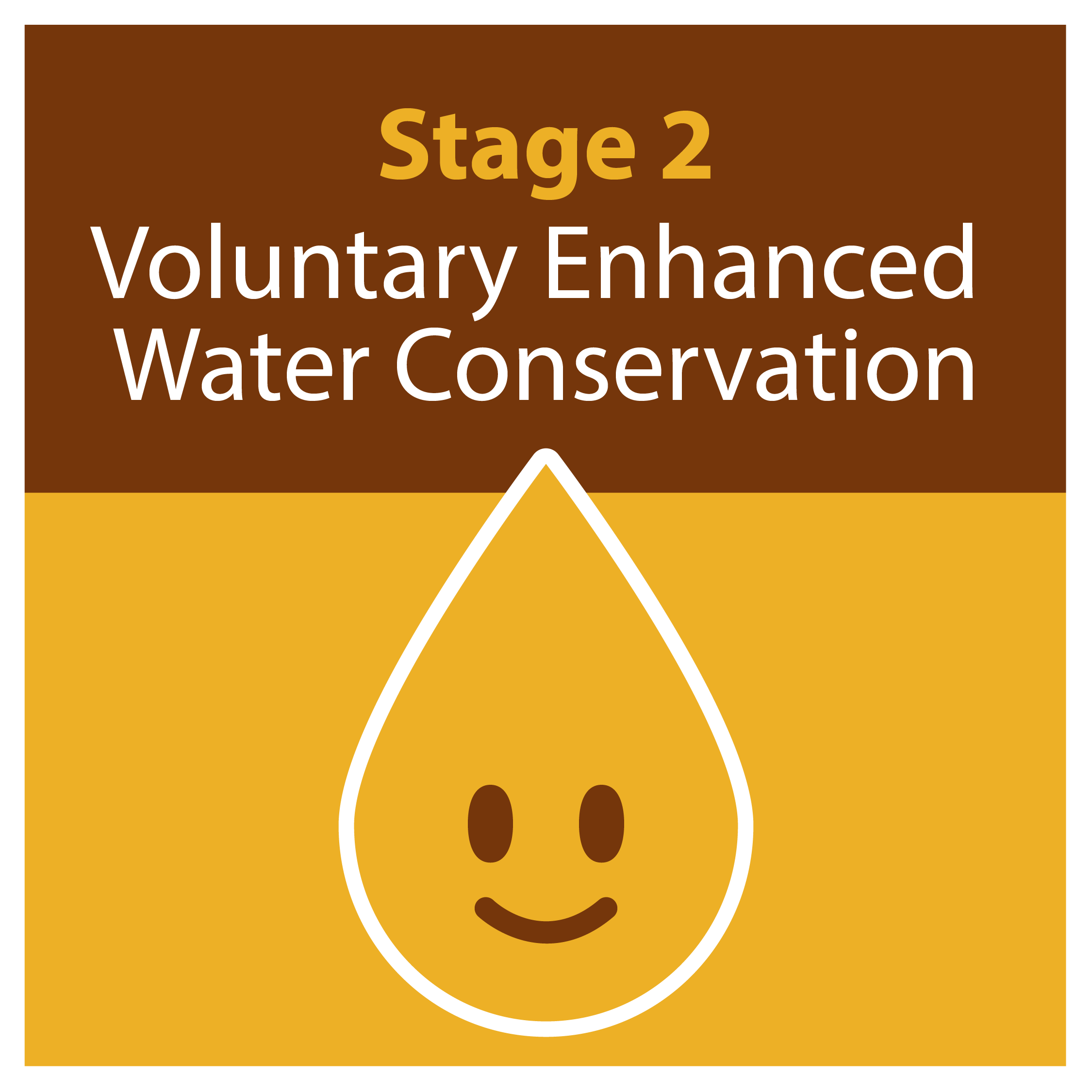 yellow water droplet with text that says Voluntary Enhanced Water Conservation. 