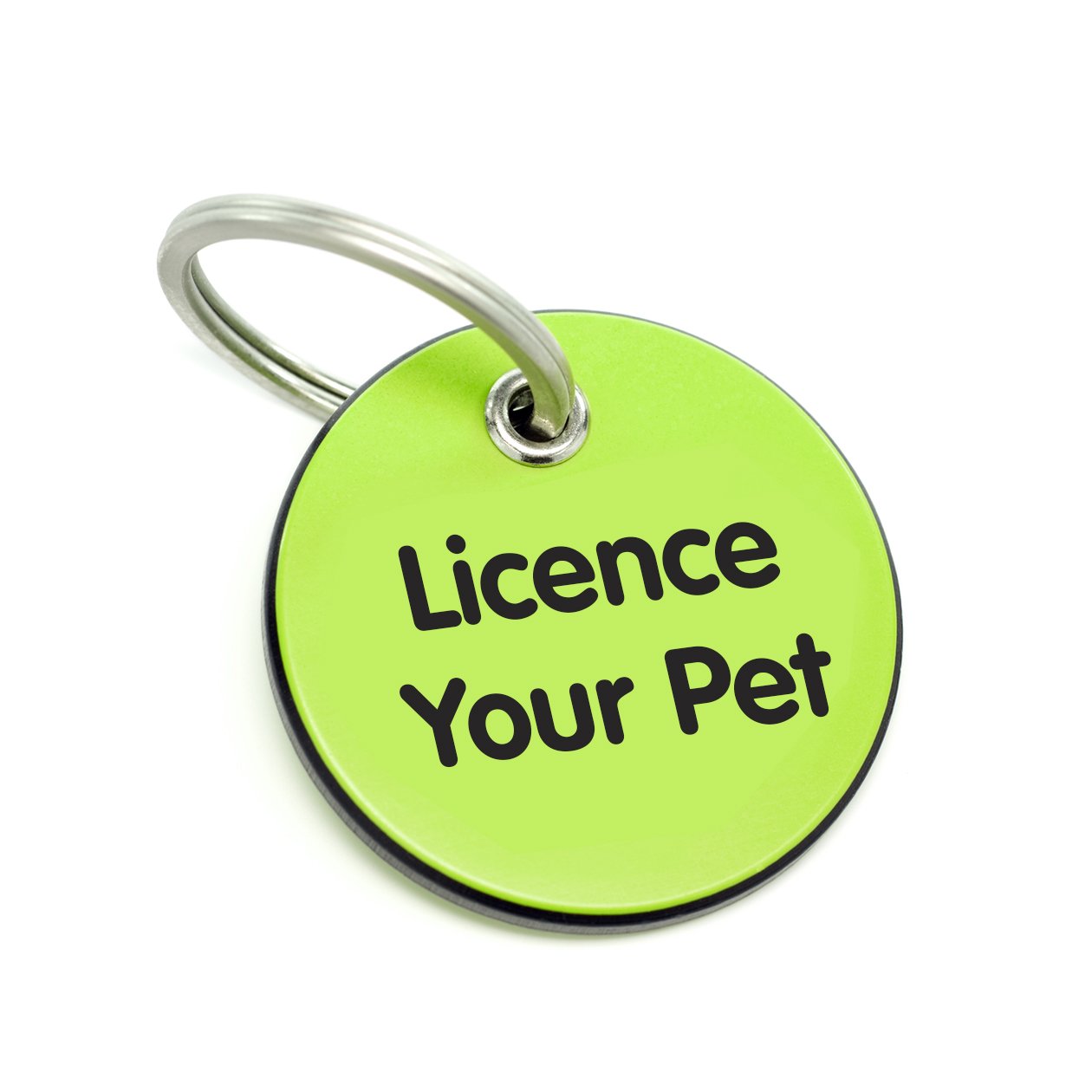 Photo of a Pet Licence tag that reads Licence your Pet