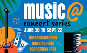 Graphic stating that the Music @ Concert Series runs from June 10 to Sep 22