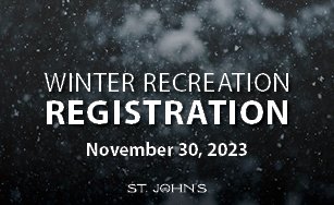 Snowy background with text Winter Registration November 30, 2023 