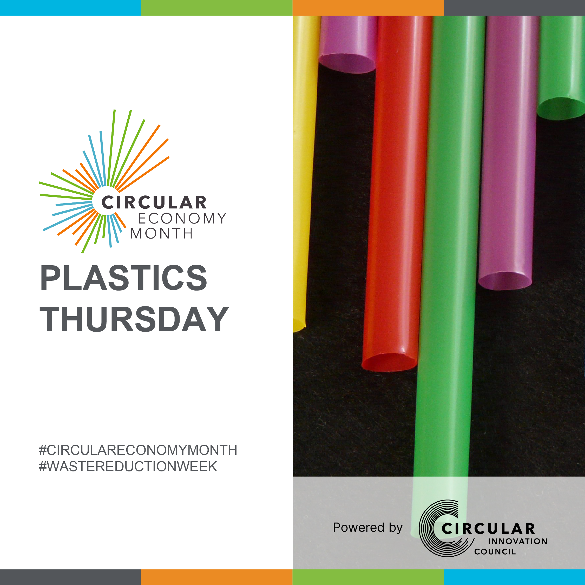Crushed plastic beverage containers. Plastics Thursday. Circular Economy Month, powered by Circular Innovation Council. #CircularEconomyMonth #WasteReductionWeek.