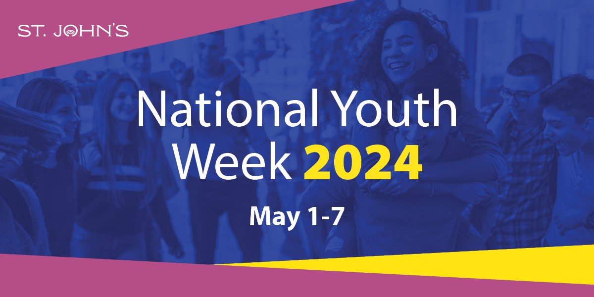 youth in background with blue overlay and text that says National Youth Week 2024. 