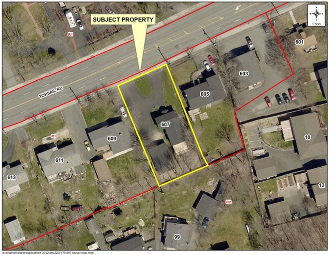 Aerial map of 607 Topsail Road and surrounding area