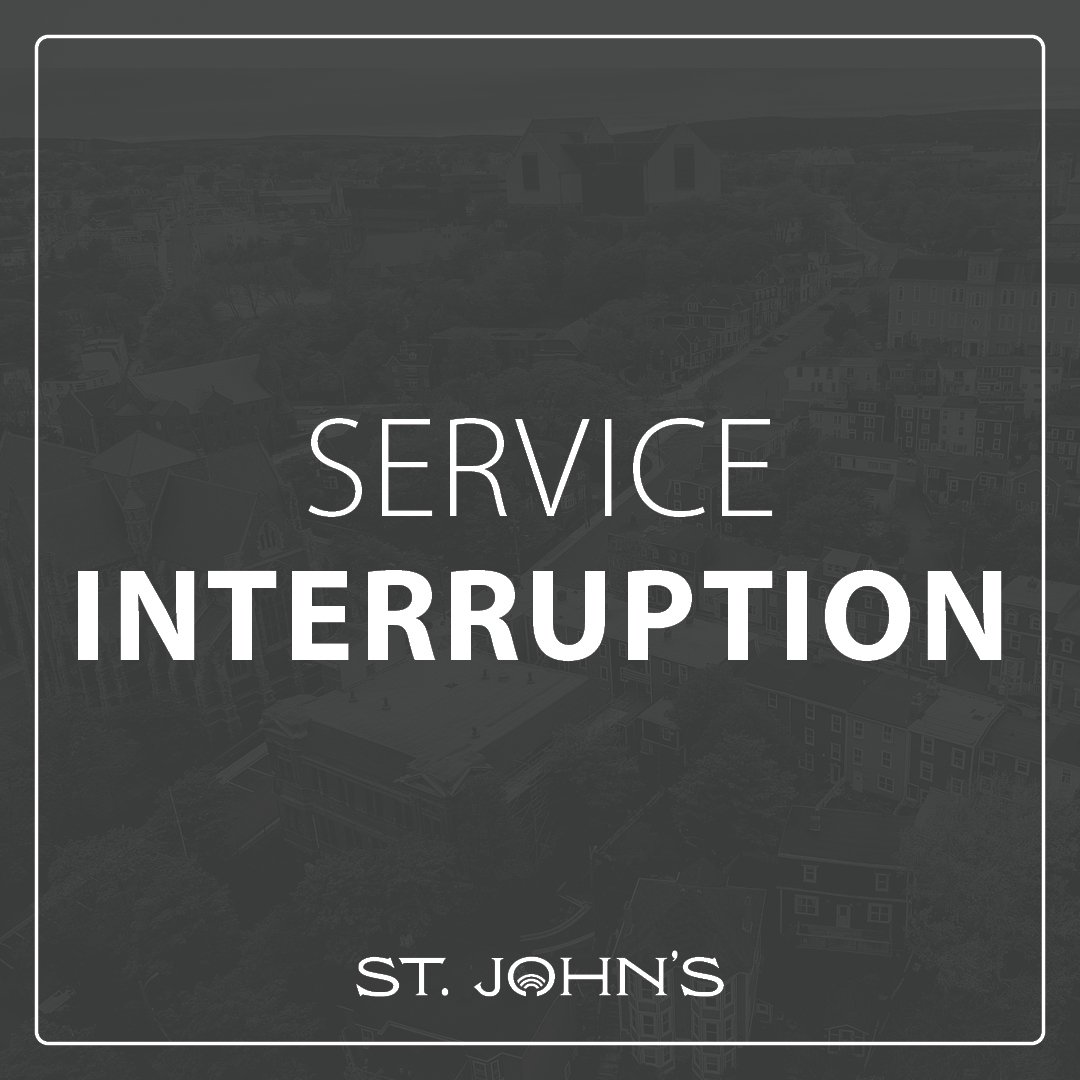 Grey background with white text that says service interruption
