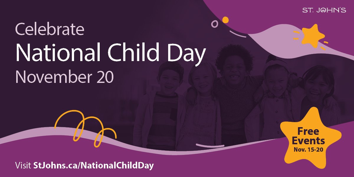 purple overlay on a group of children smiling, includes text Celebrate National Child Day.