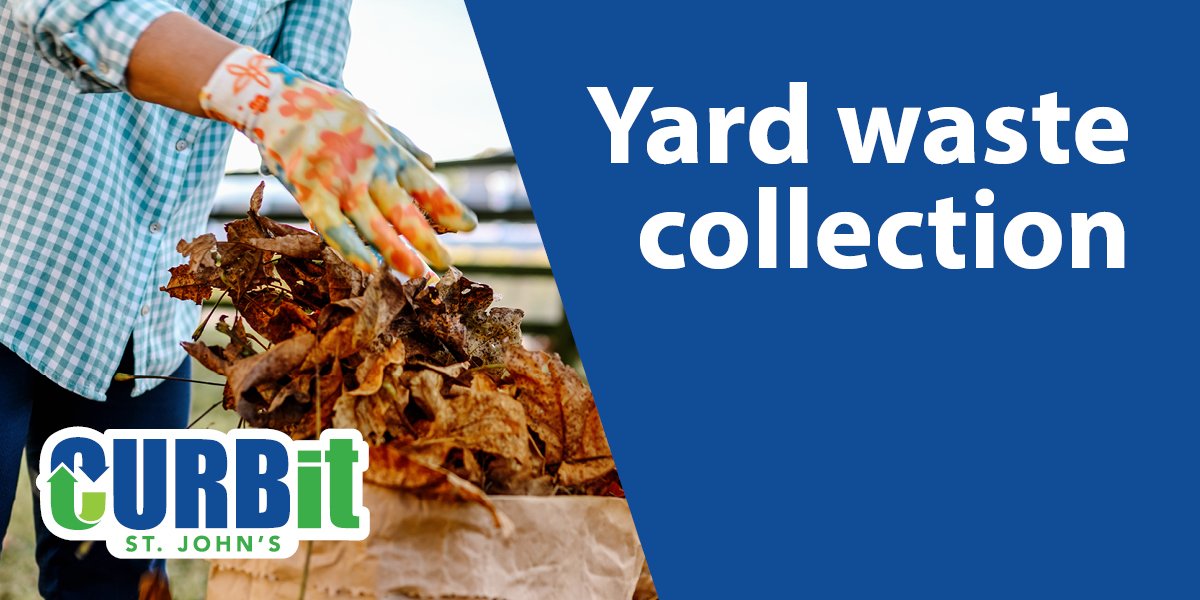 a persons hand placing leaves in paper yard waste bags and includes text Yard Waste Collection. 