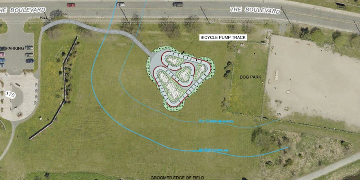 Aerial view of Pump Track location in Quidi Vidi