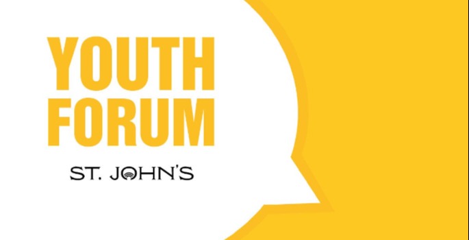 white word balloon on yellow background with text Youth Forum