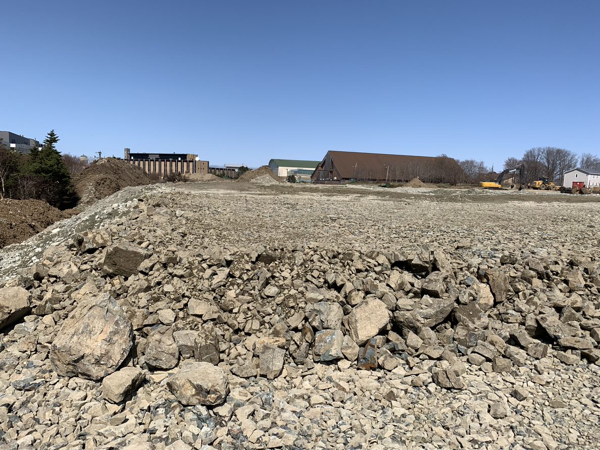 a construction site showing gravel and rocks
