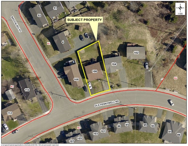 Map of a property with a yellow border around it