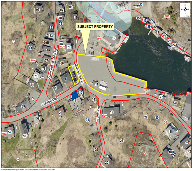 aerial map showing subject property in yellow box