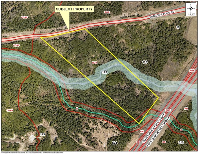 Map of a property with a yellow border around it