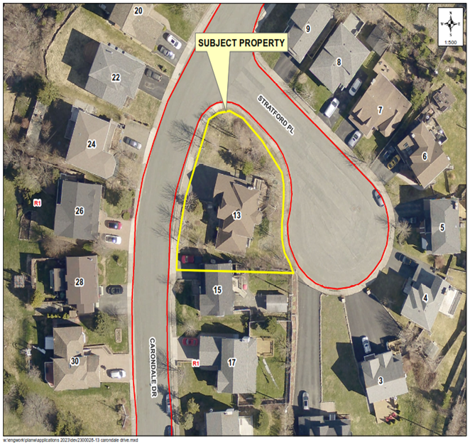 aerial map showing subject property in yellow box