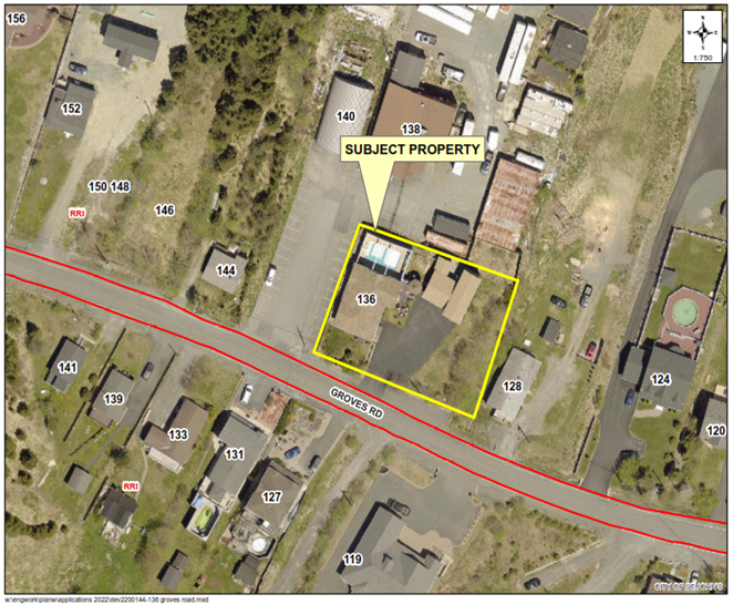 aerial map showing subject property in yellow box