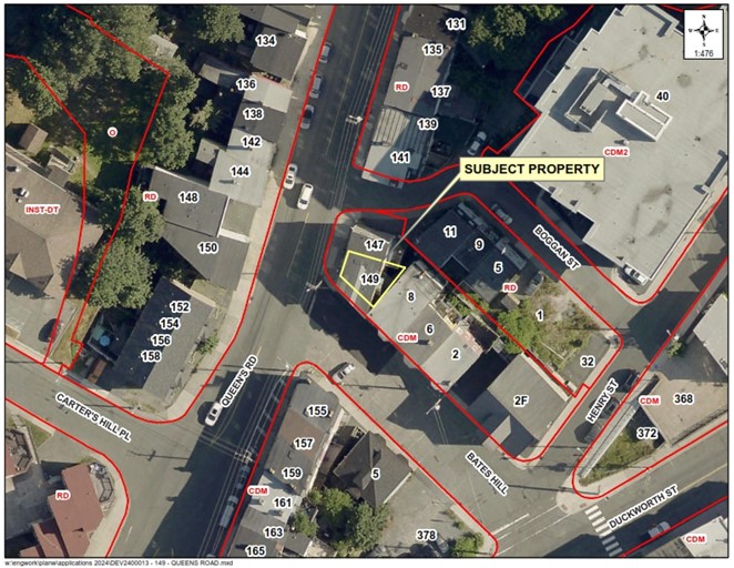 Map of a property with a yellow border around it