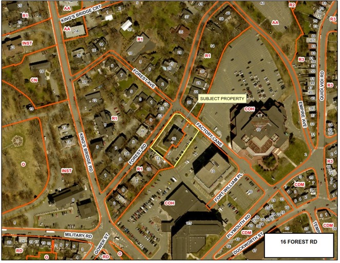 aerial map showing subject property in yellow box