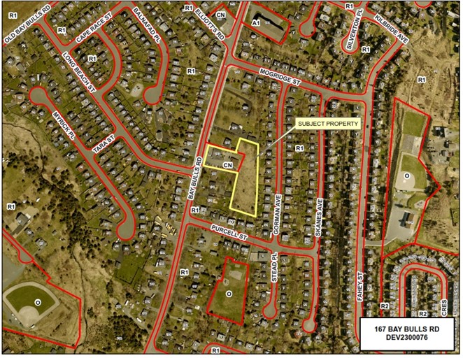 aerial map showing subject property in yellow box