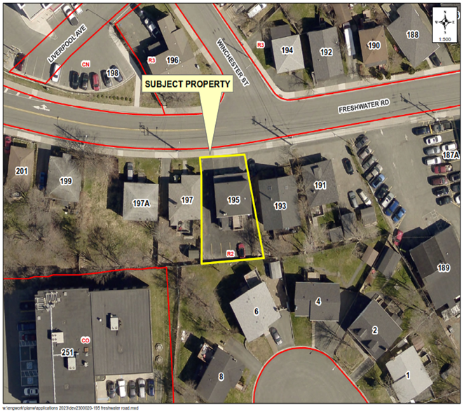 aerial map showing subject property in yellow box