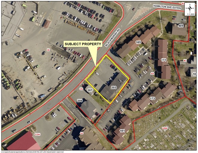 Map of a property with a yellow border around it