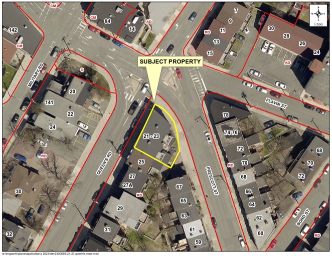 aerial map showing subject property in yellow box