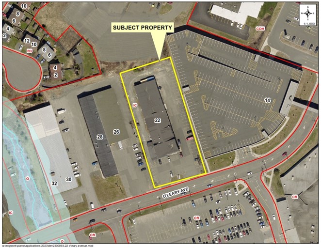 aerial map of neighbourhood highlighting property