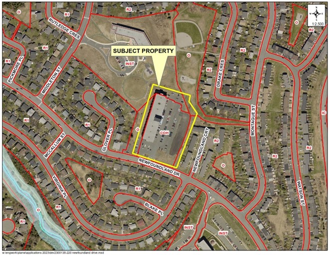 A map of the area with a yellow border around the property