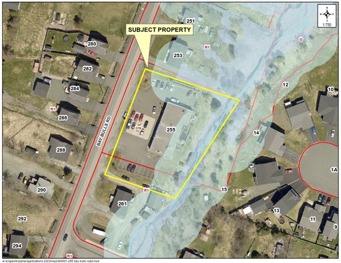 Map of a property with a yellow border around it