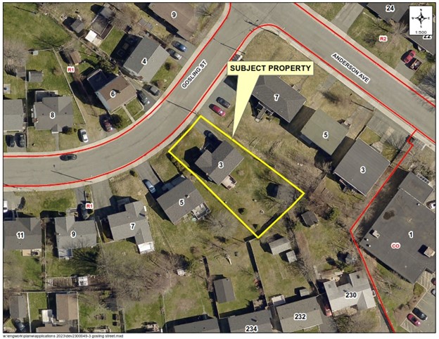 aerial map showing subject property in yellow box