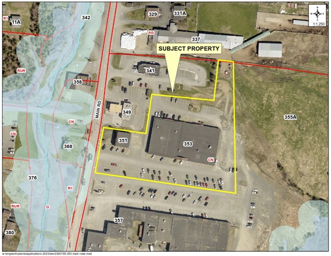 A map of a neighbourhood showing a property outlined in yellow