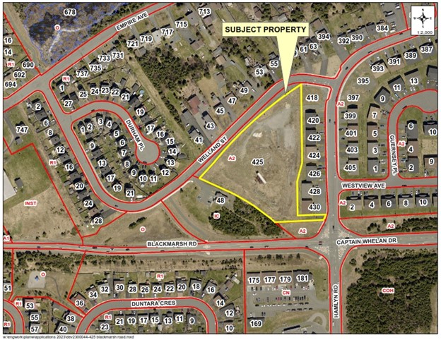 aerial map showing subject property in yellow box