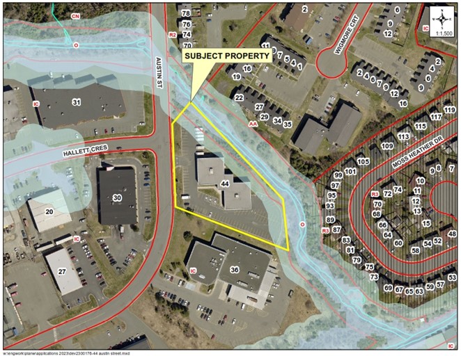 A map of the area with a yellow border around the property