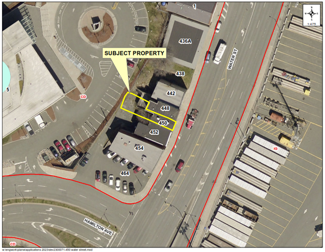 aerial map showing subject property in yellow box